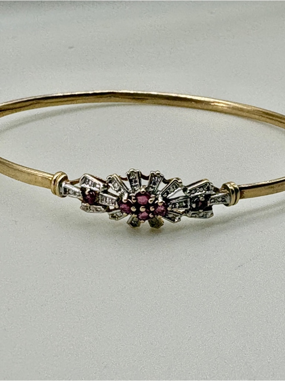10k Gold Bangle Ruby & Diamond
